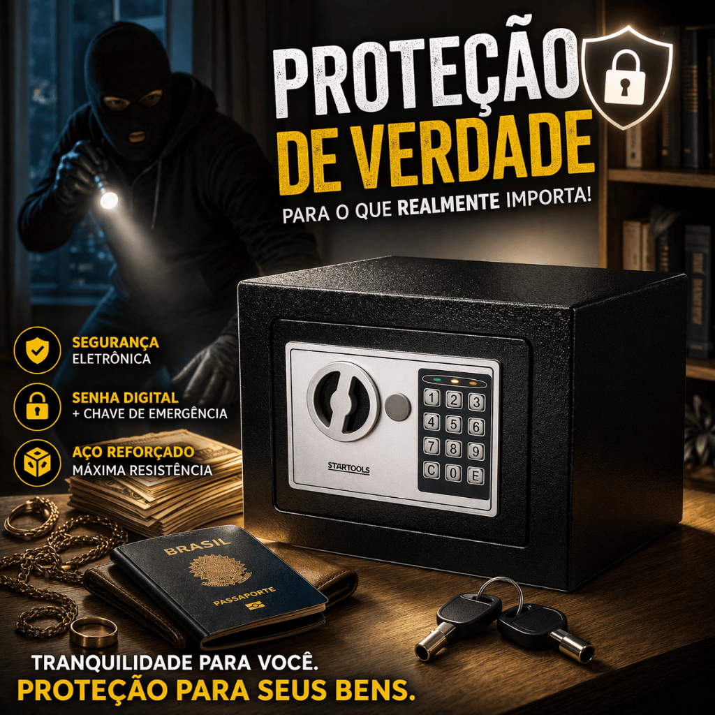 Cofre Eletrônico Digital Teclado Antifurto Guardar Dinheiro Joias Ouro Senha Chaves Relógio Documento Segurança Proteção