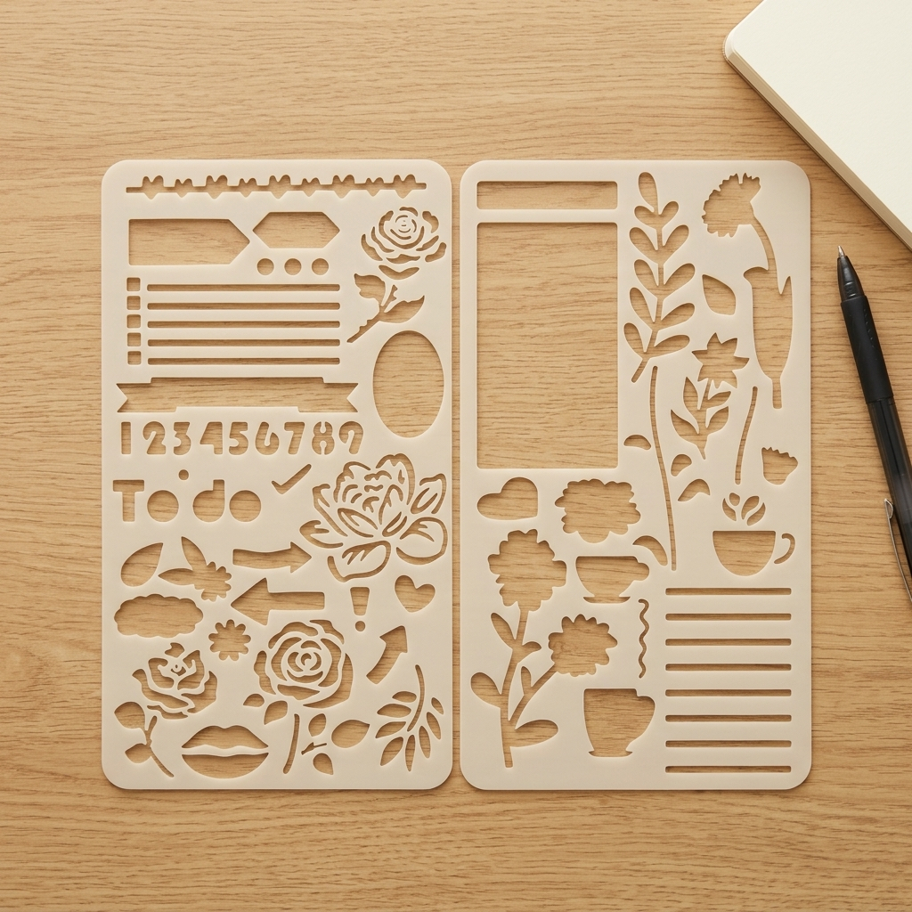 Kit com 2 Stencil Reading Tracker Bullet Journal Diário de Leitura Planner Literário Reutilizável