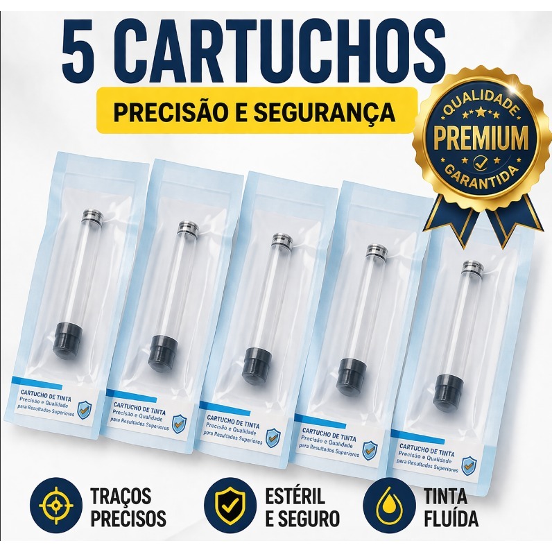 kit 5 unidades cartucho para caneta insulina vial estéril 3ml