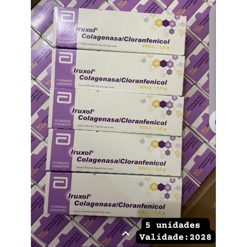 5 unidades de pomada Iruxol COLAGENASA 60U.I +CLORANFENICOL 1.0,15g