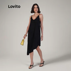 Lovito Vestido Barra Assimétrica e Detalhes em Renda DRB1328BRL1358
