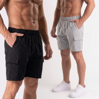 KIT COM 2 BERMUDA CARGO MASCULINA SHORTS TACTEL COM ELASTANO