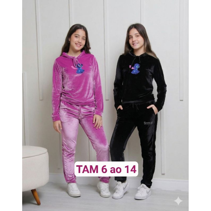 Conjunto infantil Veludo cristal feminino tam 6 ao 14 Inverno 2016 em Oferta na Shopee