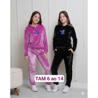 Conjunto infantil Veludo cristal feminino tam 6 ao 14 Inverno 2016 em Oferta na Shopee