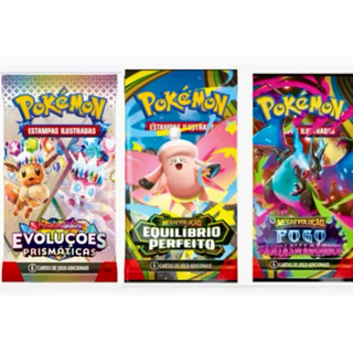 booster Pokemon Original Fogo Fantasmagórico/ Evoluções Prismaticas / Mega Evolução/ herois excelsos/equilíbrio perfeito em Oferta na Shopee