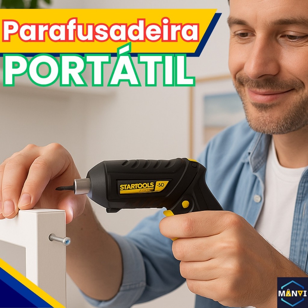 Mini Parafusadeira Furadeira Elétrica Portátil Bateria Recarregável USB Sem Fio 4 Bits 2 Brocas