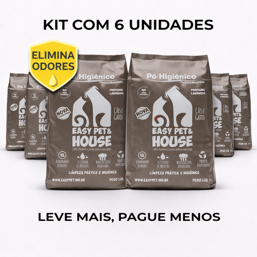 Po Higienico Pet Easy Pet House Lavanda 6 Unidades Elimina Odores Seca Xixi Caes Gatos Alta Absorção