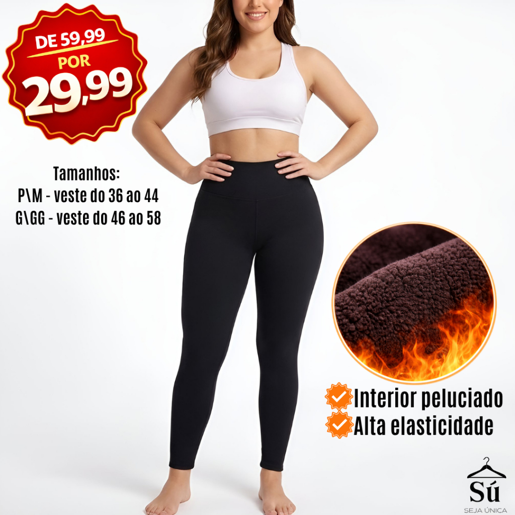 Meia Legging Térmica Premium SUPER QUENTE Peluciada Grossa Cintura Alta Modeladora Não Marca Roupa