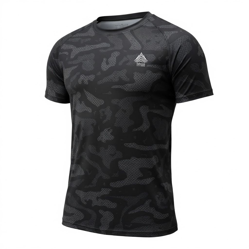 Camiseta Masculina UV50+ Dry Fit Camuflada Academia Esporte Respírável Anti Odor Proteção Solar