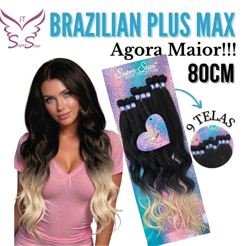 Cabelo 100% Orgânico Brazilian Max Super Star Fibra liso ondulado 80cm 9 Telas - CALIFORNIANA LOIRO