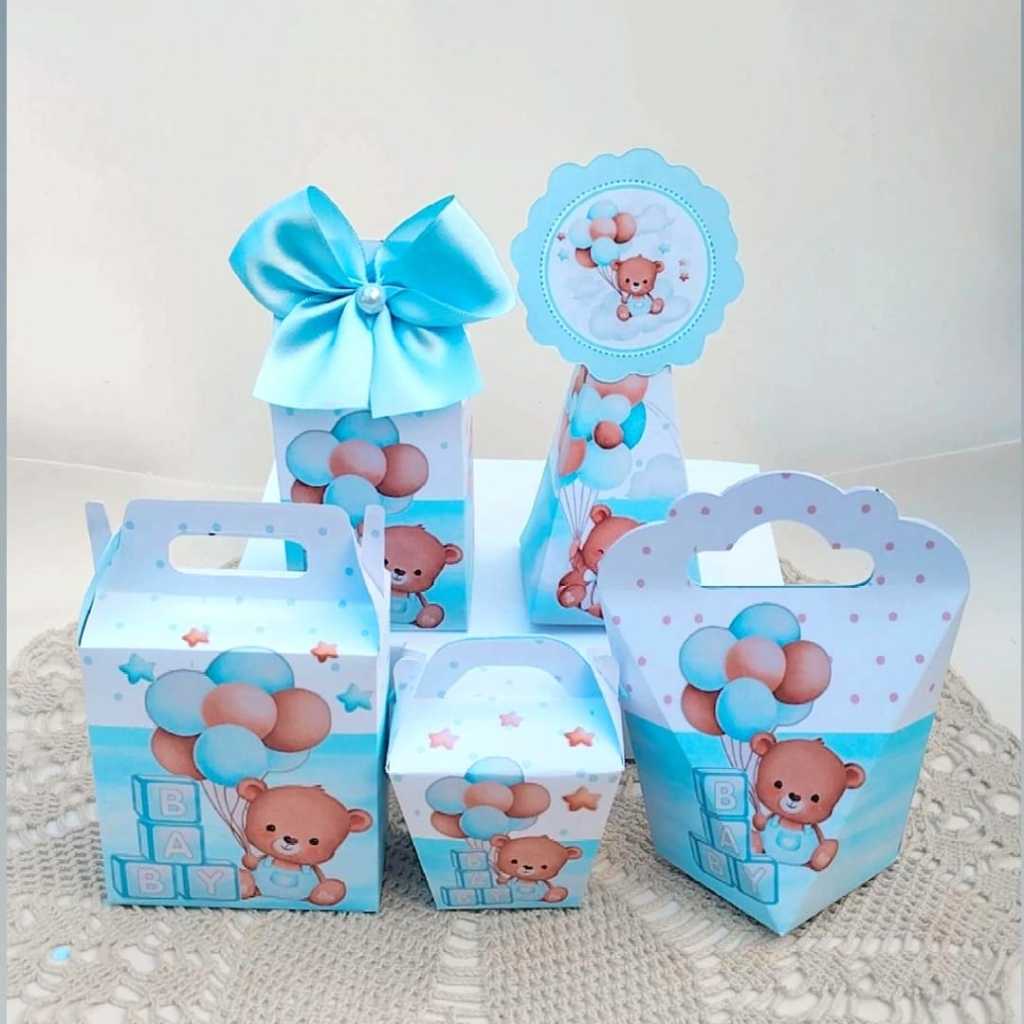 KIT FESTA PRONTA ENTREGA cha revelaçao azul Personalizado pegue e Monte Lembrancinhas - Caixinha Personalizadas