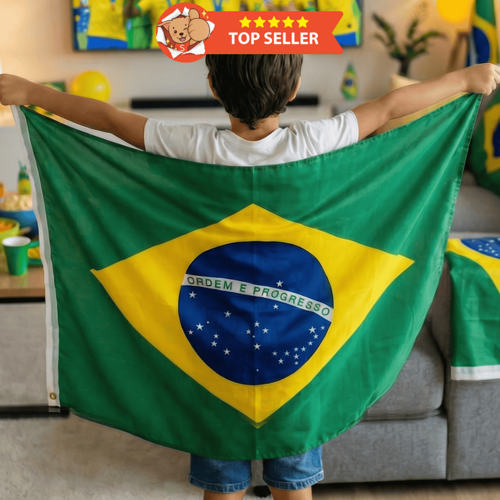 Bandeira do Brasil 100x70 com Espaço para Haste Copa do Mundo Premium, Varanda, Torcida, decoração