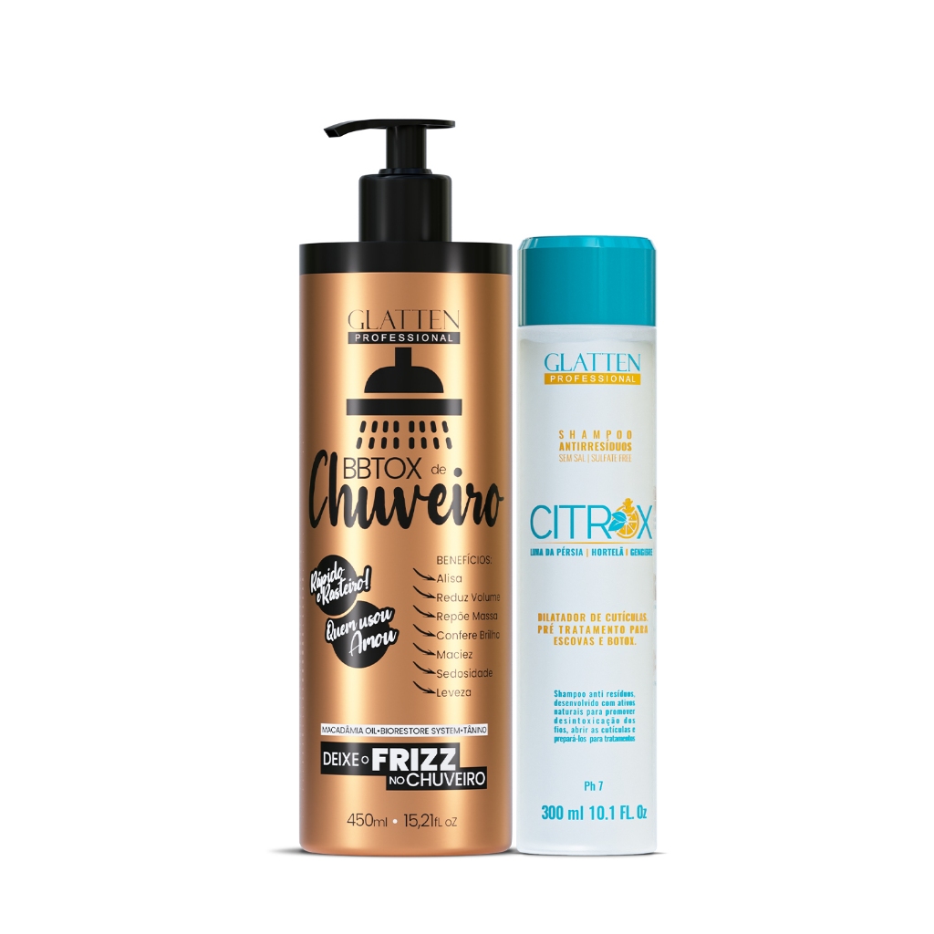 Btox Liso Extremo Zero Volume Btox de Chuveiro + Shampoo Anti Resíduos