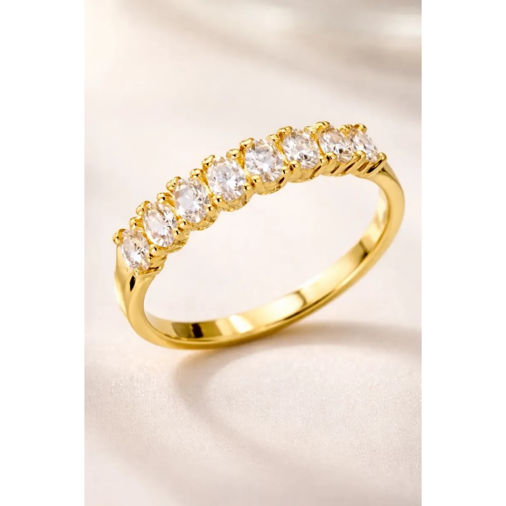 Anel Aparador Meia Aliança Banhado a Ouro 18k Casamento Noivado Namoro