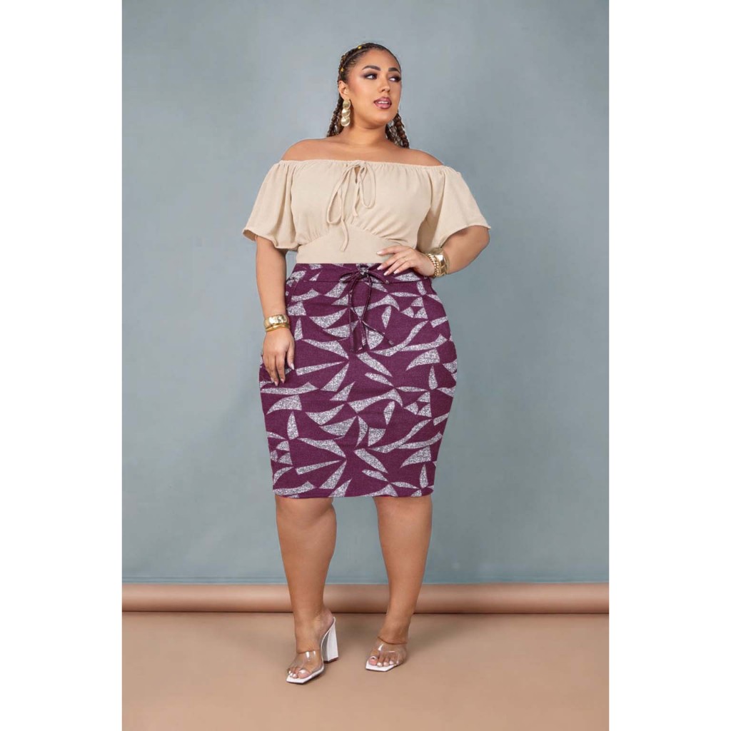 Saia Casual Estampada Elegante e Linda com Bolsos em Oferta na Shopee