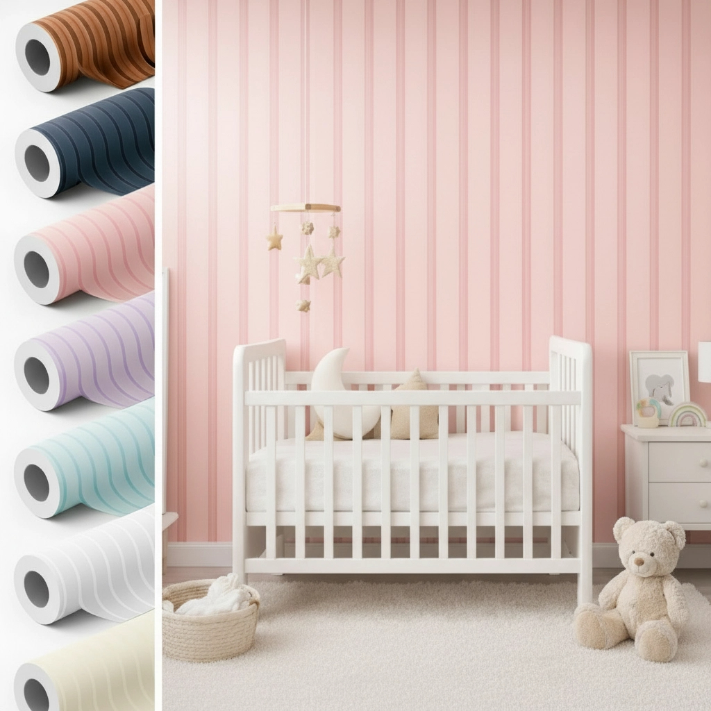 Papel de Parede Adesivo Ripado Infantil Premium 1/2/3/6/12 Metros 50cm Luxo para Quarto, Sala e Casa