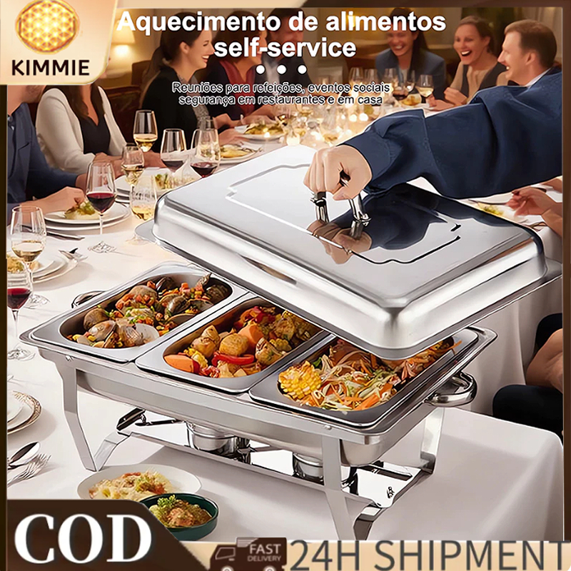 Aquecedor de pratos com aquecimento a álcool, design em aço inoxidável, ideal para banquetes, refeitórios e jantares