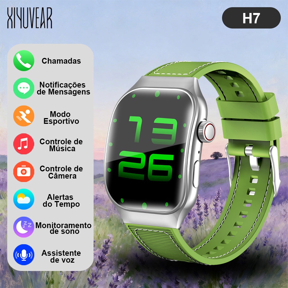 2026 Smartwatch Novo H7,Tela IPS  2.01 polegadas,chamadas, notificações de mensagens,Android and iOS