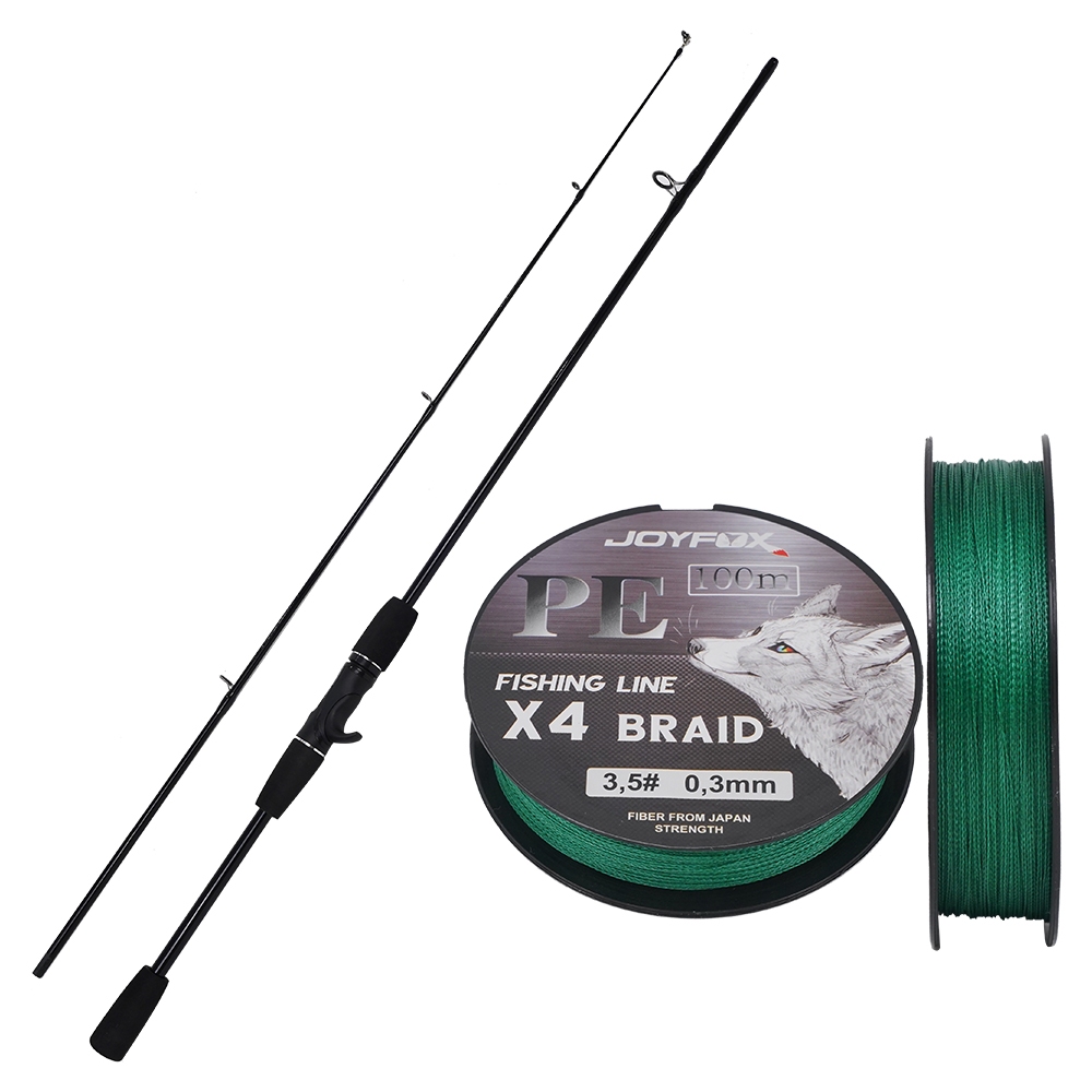 Vara de Pesca 1,65m Fibra de Vidro Cabo Pistola + Linha PE 100m X4 Resistente em Oferta na Shopee