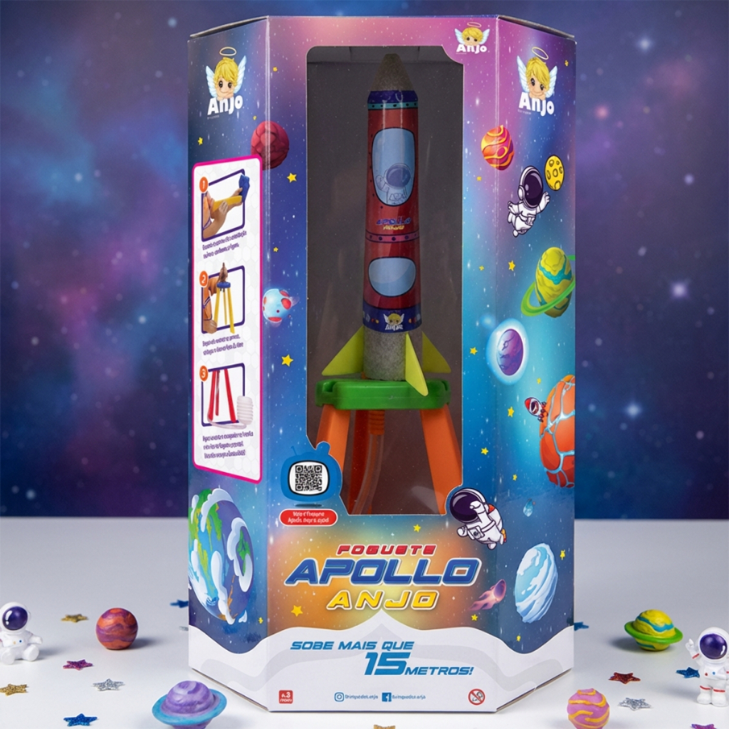 Foguete Apollo 57cm com Sistema Ejetor de Pressão Sanfonada Anjo