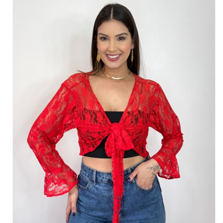 Bolero de Renda estilo Cigana com Manga Longa Cores em Oferta na Shopee