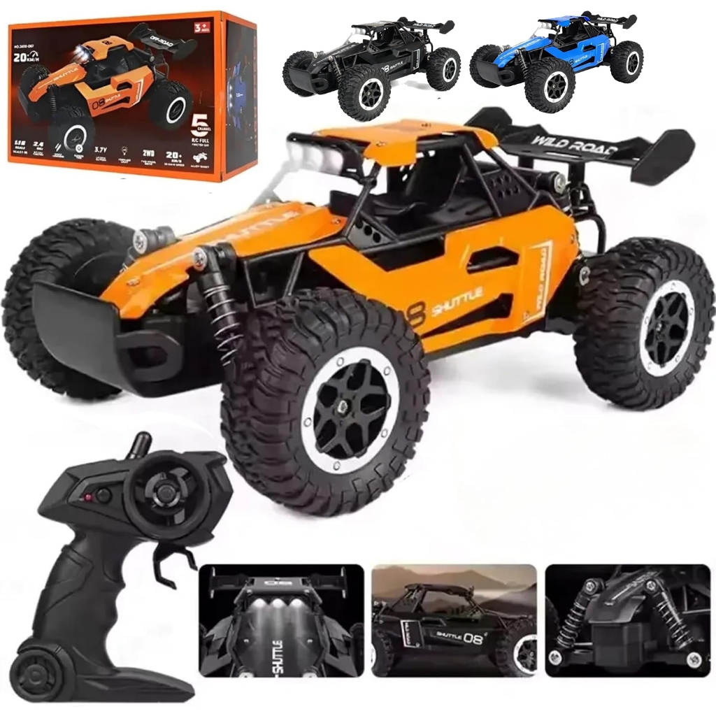 Carrinho de Controle Remoto RC 2.4g Off Road Super Rápido 20km/h Infantil Brinquedo Kizumba