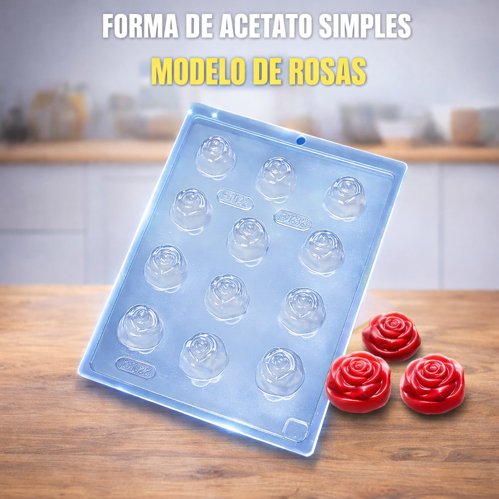 FORMA SIMPLES BOMBOM ROSA CÓD.:24  EM ACETATO BWB PARA BOMBOM DOCES DE CHOCOLATE E CONFEITARIA