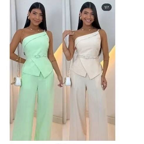 Conjunto Social Femenina DIVINE Blusa e Calça PANTALONA Alfaiataria Mia pra Festas, Eventos