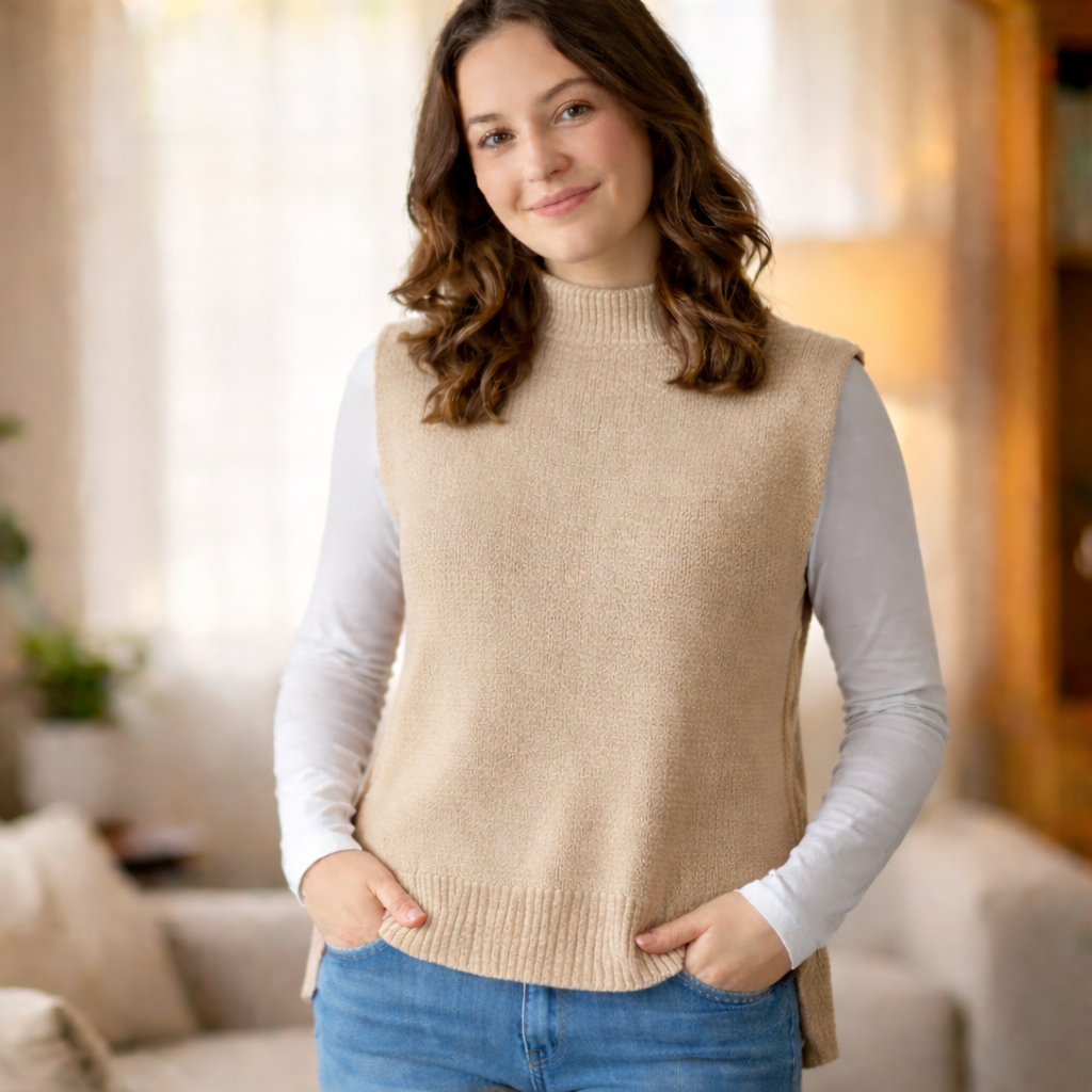 Colete Feminino de Tricot – Textura Lisa | Macio e Versátil