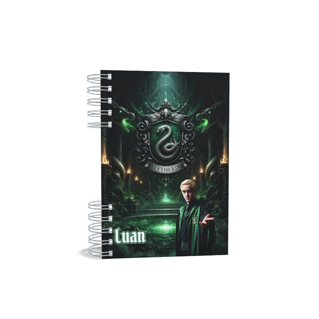 Agenda Tema Bruxo Sonserina I Slytherin com Nome – Presente Criativo I Agenda Personalizada Harry Potter