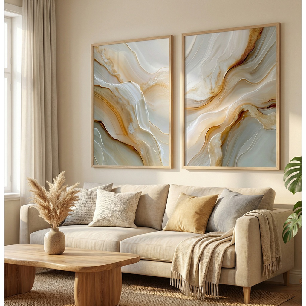 Kit 2 Quadros Decorativos Para Sala Quadro Com Moldura Vidro Grande Quadro Escritório Estilo Gesso