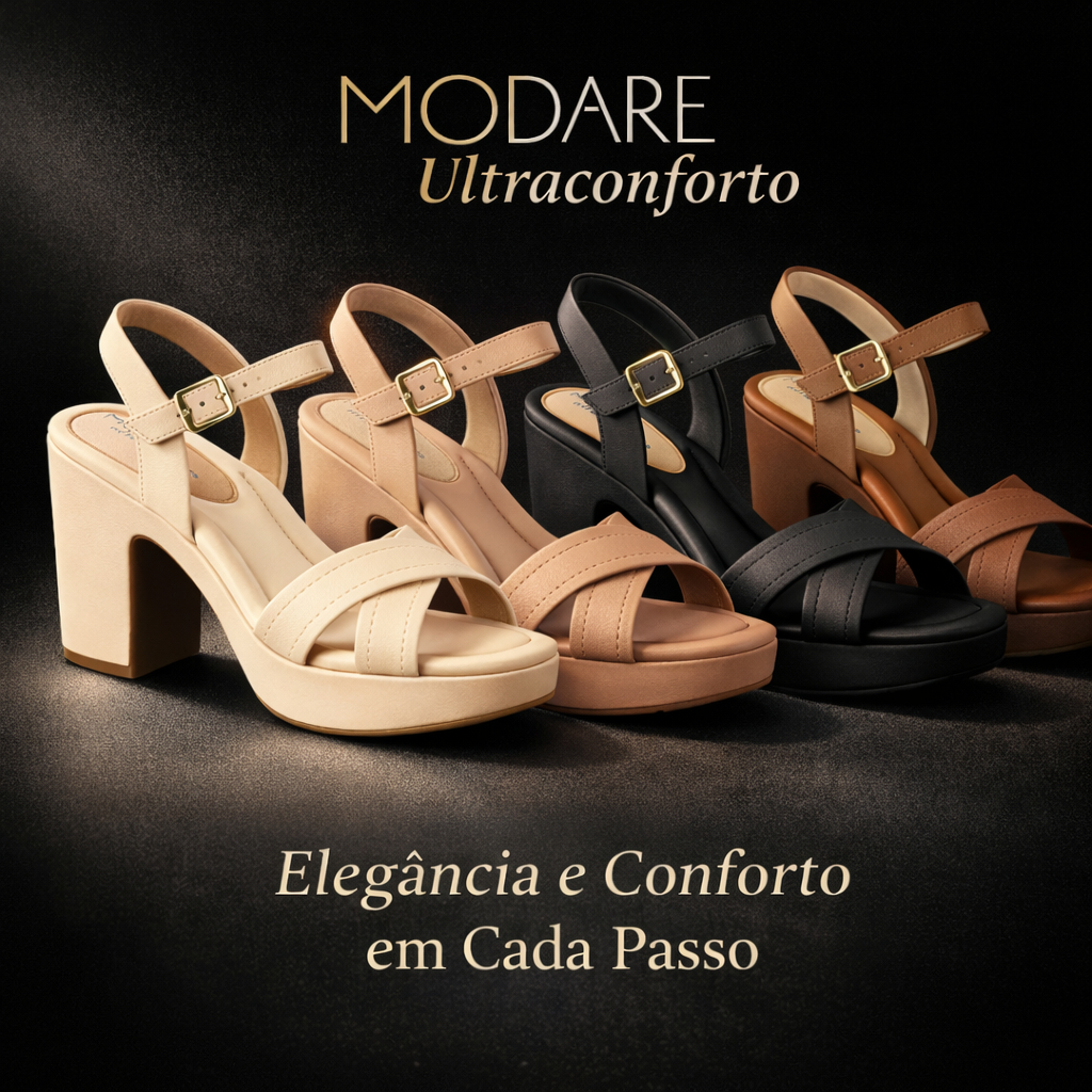 Sandália Feminina Modare Salto Bloco Confortável Luxo Moderna Elegante Moda Feminina Original
