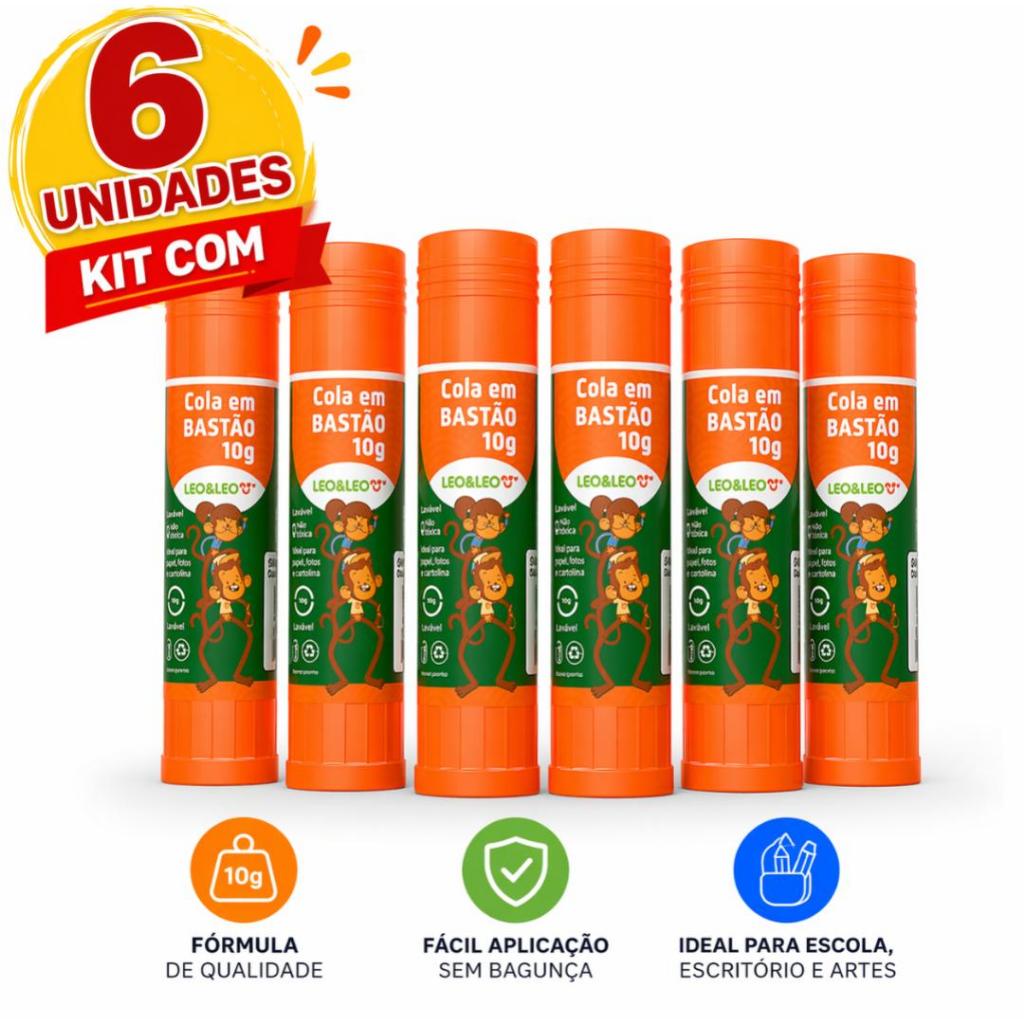 6 Cola Bastão 10g Escolar Escritório Artesanato Papel e Cartolina Não Tóxica Volta às Aulas em Oferta na Shopee