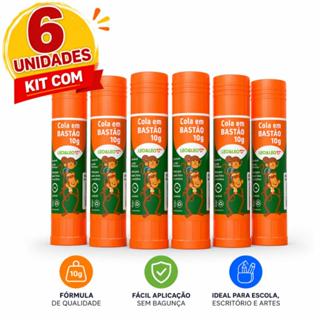 6 Cola Bastão 10g Escolar Escritório Artesanato Papel e Cartolina Não Tóxica Volta às Aulas em Oferta na Shopee
