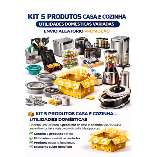 Kit 5 Produtos Cozinha e Casa Utilidades Domésticas Organização Promoção Envio Aleatório