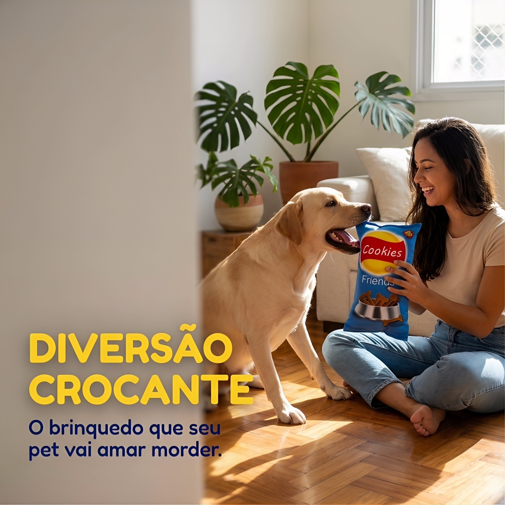 Brinquedo de Pelúcia com Som | Sachê de Biscoito | Macio e Resistente | Para Cães