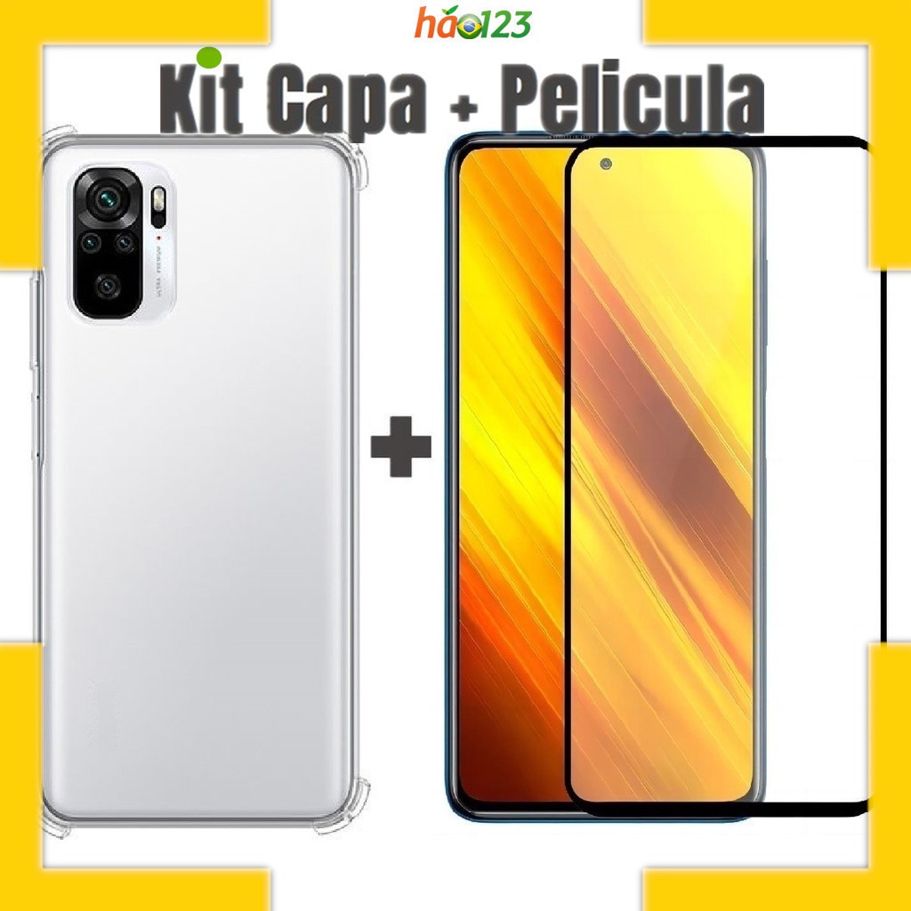 Capa transparente capinha TPU Anti Shock + Película Vidro Temperado 3D Samsung A04 A04s A04e A14 A24 A34 A54