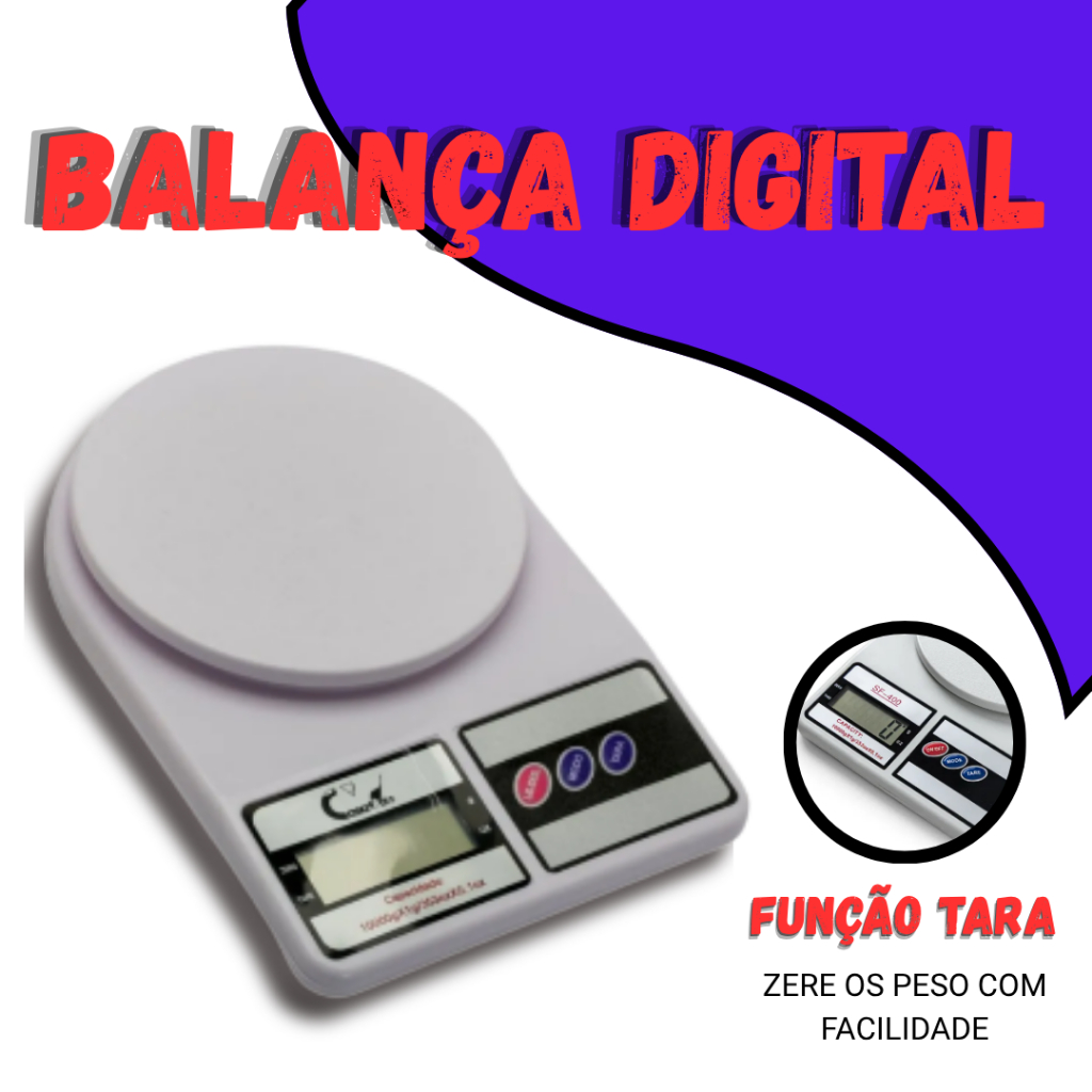 Balança Digital Alta Precisão até 10kg Cozinha Dieta Alimentos Super Precisa Compacta e Moderna