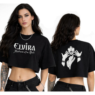 Cropped Oversized Elvira - Camiseta Gótica Ampla Streetwear Moda Jovem Estilosa