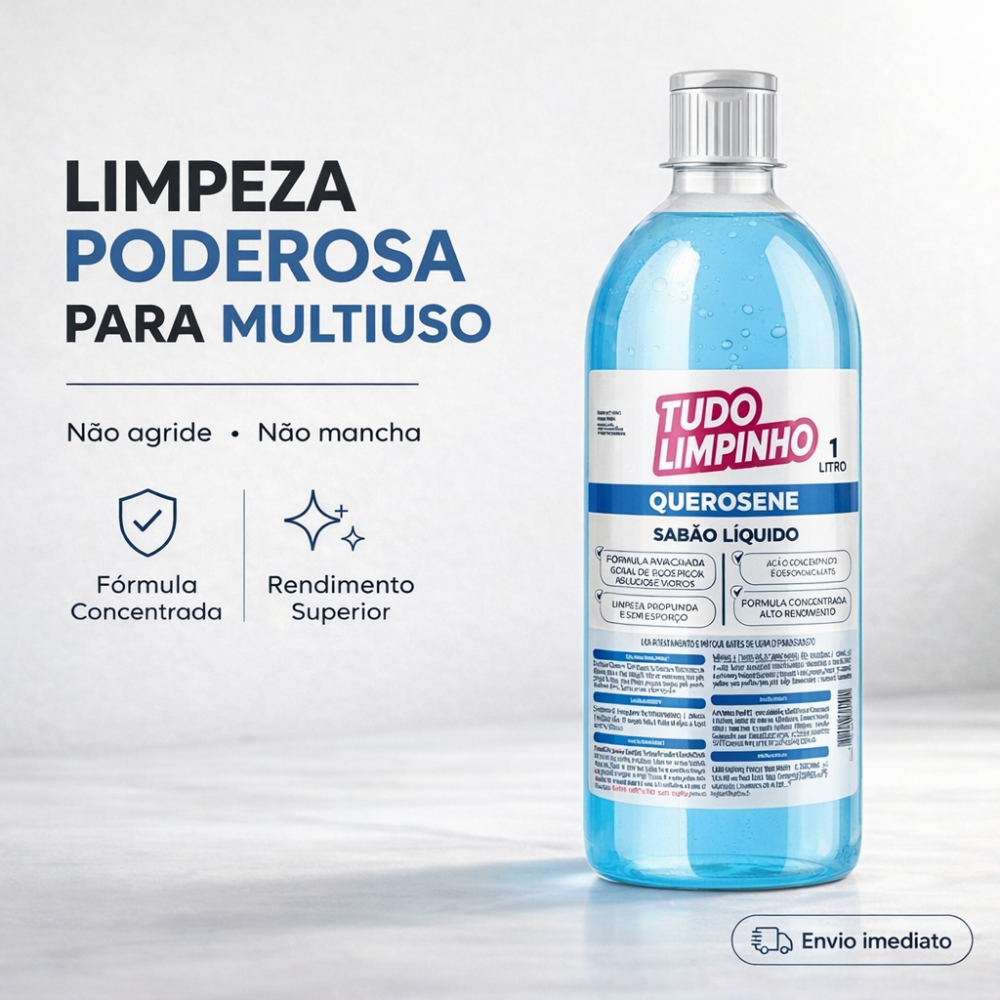 Sabão de Querosene Tudo Limpinho 1 Litro Limpa Pisos Multiuso Rende Muito Desengordurante