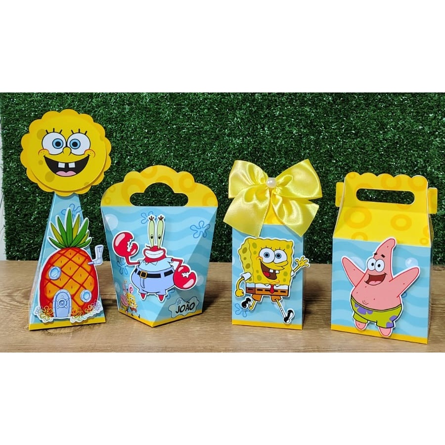 Kit Festa Personalizados BOB ESPONJA - Caixinhas para Lembrancinhas Aniversário - PAPEL FOTOGRÁFICO
