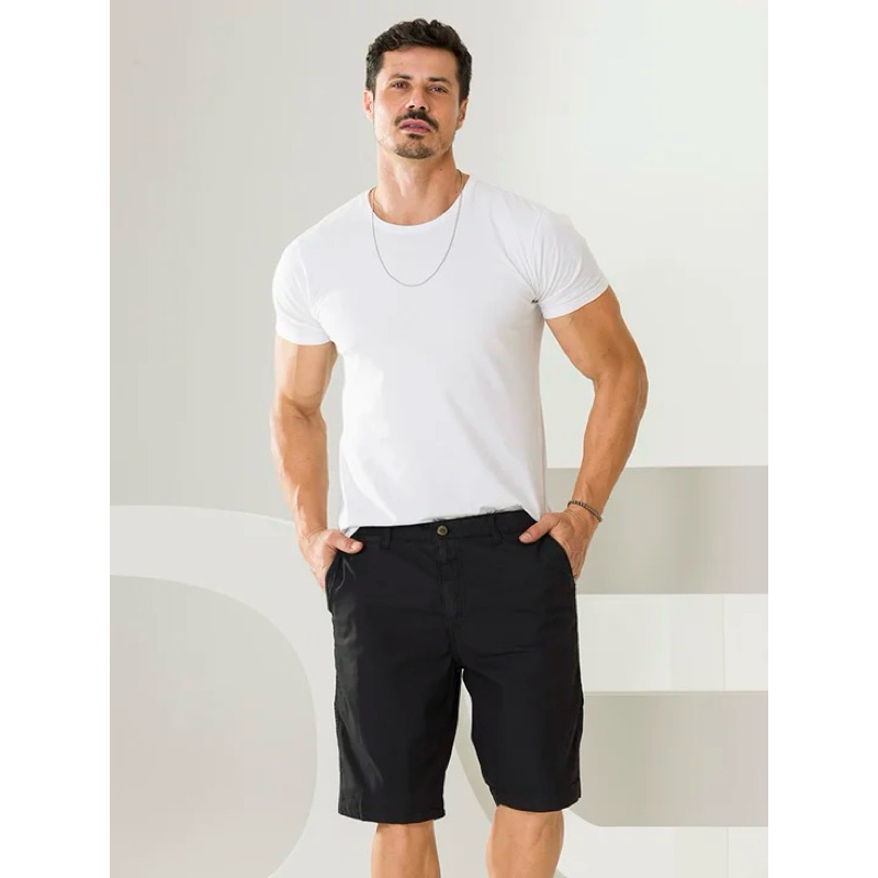 Bermuda Preta com lycra Masculina confortável