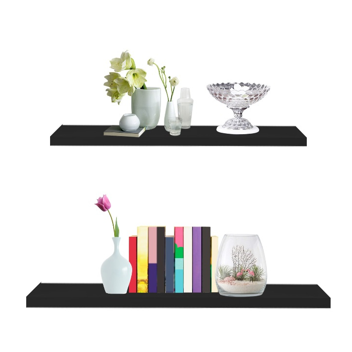 2 Prateleiras Retas 60X15 cm   P/ Decoração , Parede , Cozinha, Sala e Quarto Preto ou Branco em Oferta na Shopee