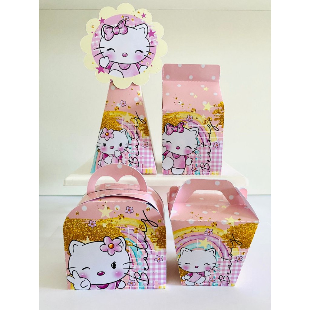 Kit  hello Kitty rosa lembrancinha – Caixinhas Helô kit/Papelaria Personalizada/Festa infantil/caixinhas