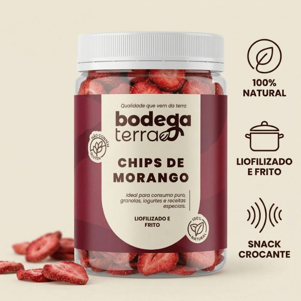 Chips de Morango Natural Liofilizado Snack Saudável Leve e Crocante 100% Natural Premium em Oferta na Shopee