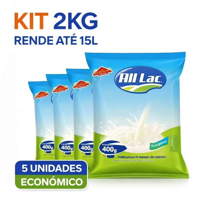Composto Lácteo Tipo Leite em Pó 2kg Kit 5 X 400gr Econômico Rende Muito - Supermercado Bremer