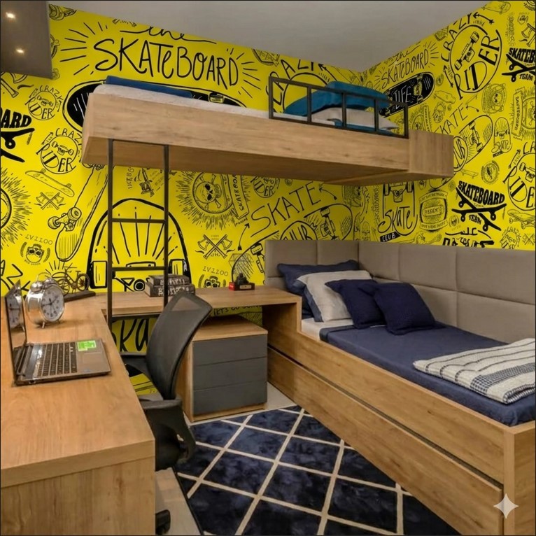 Papel de Parede Skate Amarelo TEEN38