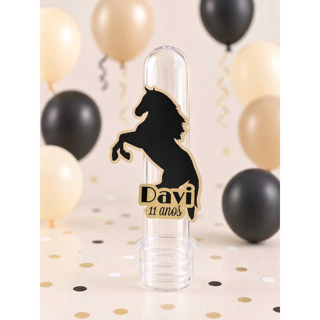 Tag Personalizada para Tubete Festa Infantil - Nome + Idade | Cavalos - Fazendinha | Lembrancinha Luxo