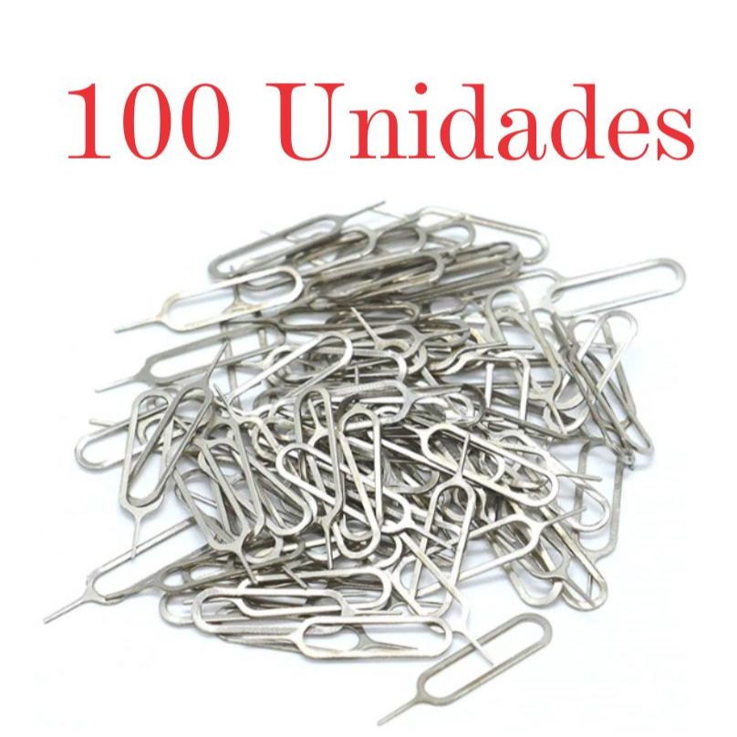 Kit 100 - Chave Removedor Chip Sim - Clip Chave Chavinha Agulha - Abrir Bandeja Celular