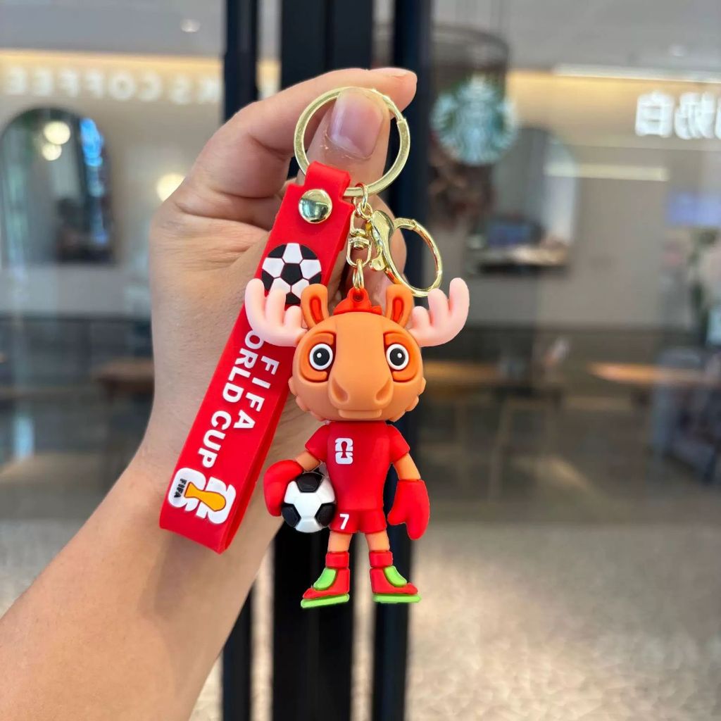 Detalhes do Chaveiro de silicone com mascote em desenho animado da Copa do Mundo da FIFA